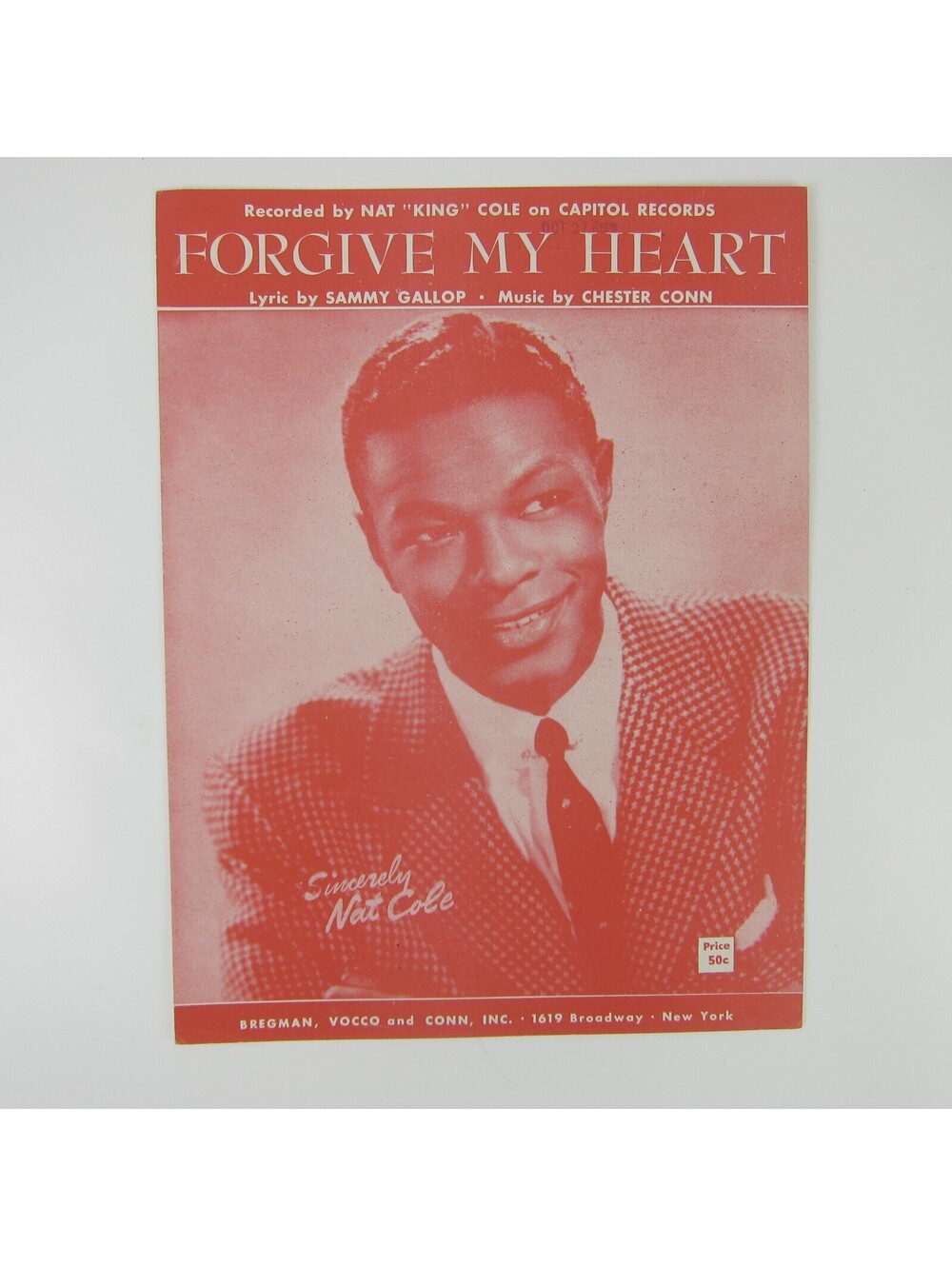 Sheet Music Forgive My Heart Nat King Cole Sammy Gallop Chester Conn Vintge 1955